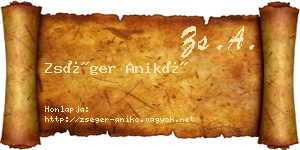 Zséger Anikó névjegykártya